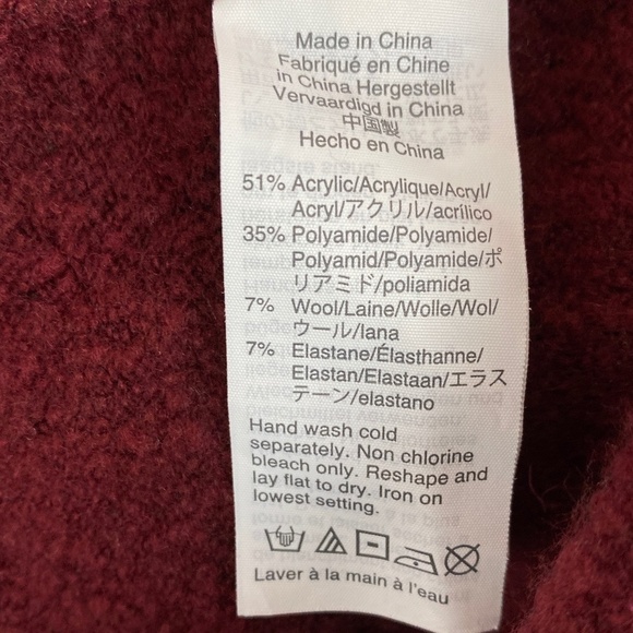 J Crew Sweater Womens XL Quarter Button Collar Burgundy Wine Stretchy Soft Red - Picture 6 of 9